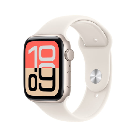 Apple Watch SE 3 GPS 44mm Sternenlicht Aluminium Case mit Sternenlicht Sportarmband - S/M