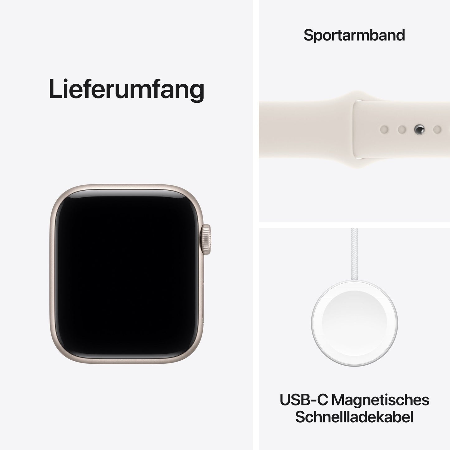 Apple Watch SE 3 GPS 44mm Sternenlicht Aluminium Case mit Sternenlicht Sportarmband - S/M
