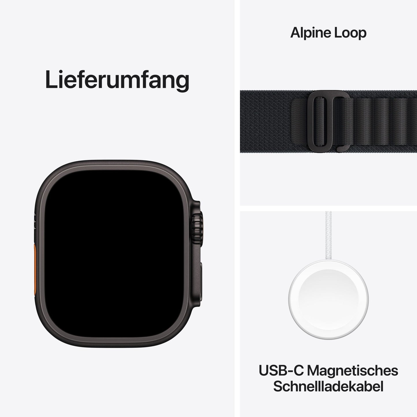 Apple Watch Ultra 3 GPS + Cellular 49mm Schwarzes Titan Case mit Schwarzem Alpine Loop - Medium