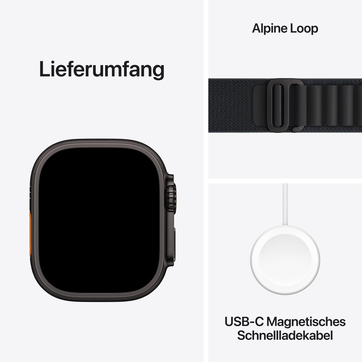 Apple Watch Ultra 3 GPS + Cellular 49mm Schwarzes Titan Case mit Schwarzem Alpine Loop - Large