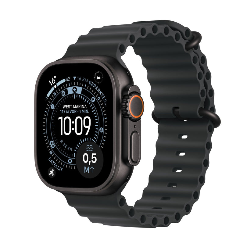 Apple Watch Ultra 3 GPS + Cellular 49mm Schwarzes Titan Case mit Schwarzem Ocean Band