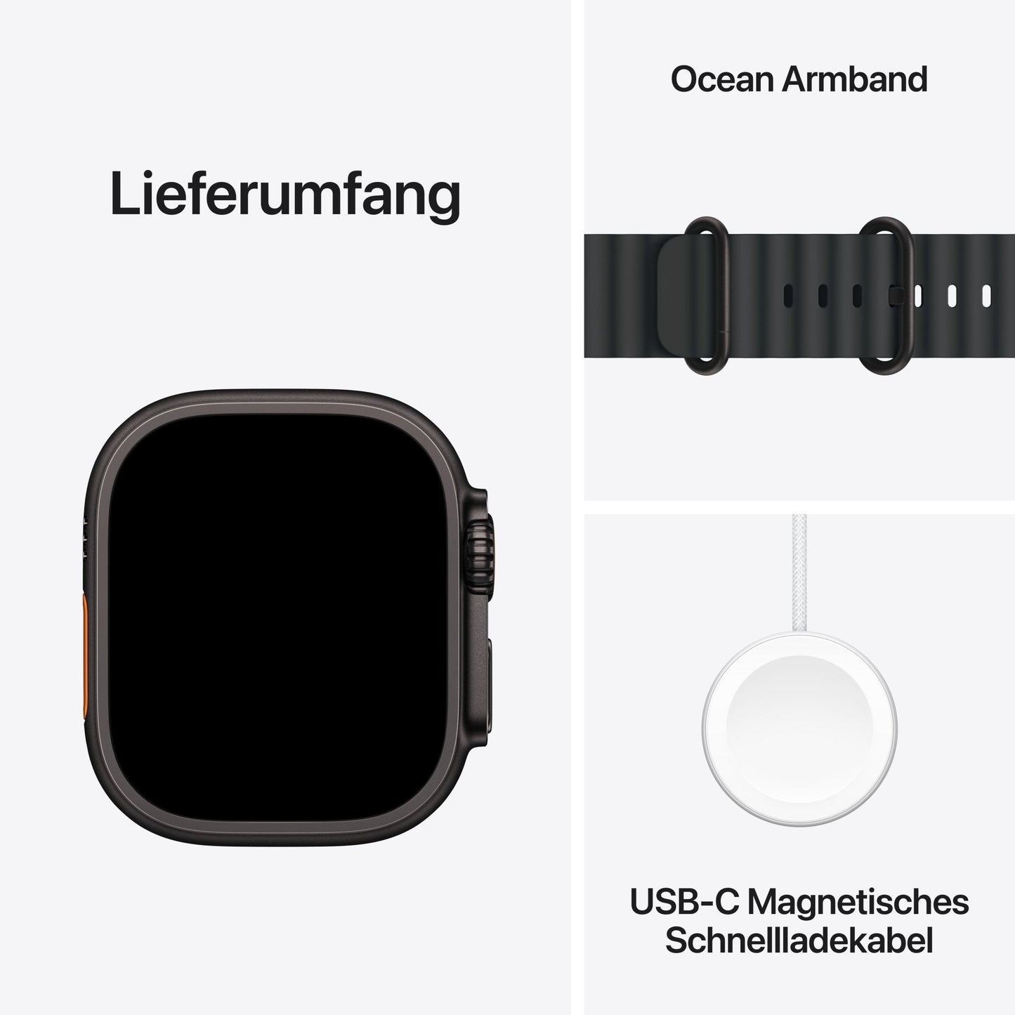 Apple Watch Ultra 3 GPS + Cellular 49mm Schwarzes Titan Case mit Schwarzem Ocean Band