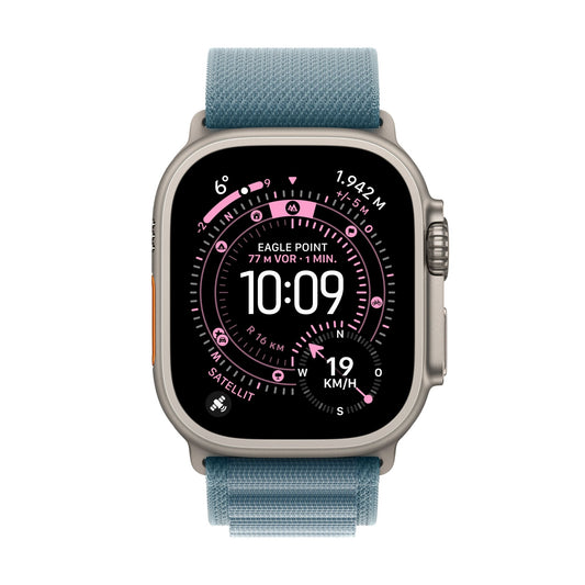 Apple Watch Ultra 3 GPS + Cellular 49mm Natürliches Titan Case mit Hellblau Alpine Loop - Medium