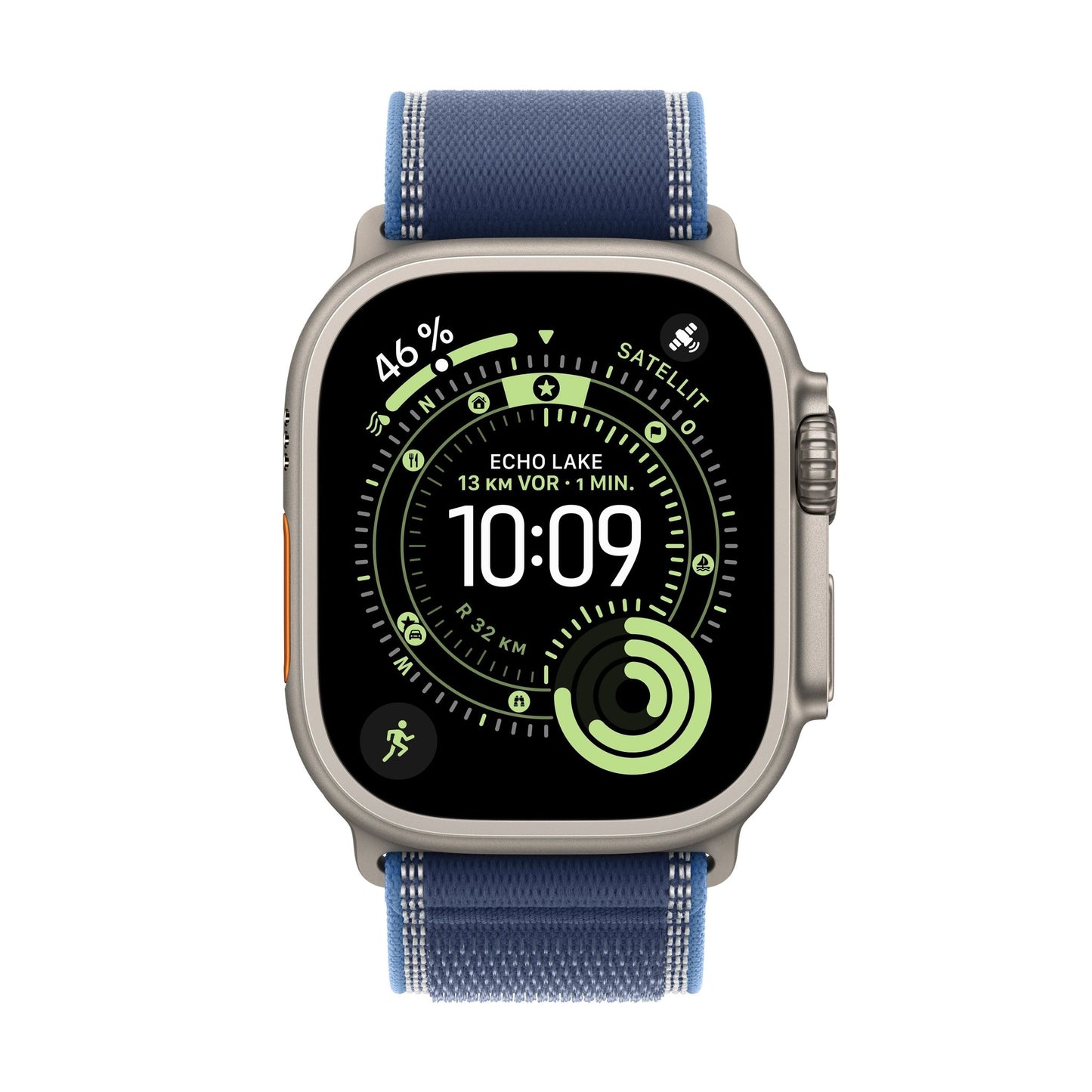 Apple Watch Ultra 3 GPS + Cellular 49mm Natürliches Titan Case mit Blau/Hellblau Trail Loop - M/L