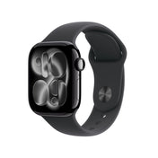 Apple Watch Series 11 GPS 42mm Jet Black Aluminium Case mit Schwarzem Sportarmband - S/M