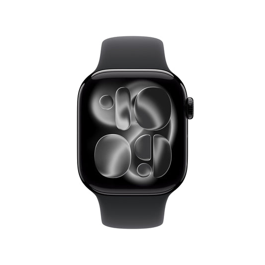 Apple Watch Series 11 GPS 42mm Diamantschwarz Aluminium Case mit Schwarzem Sportarmband - S/M