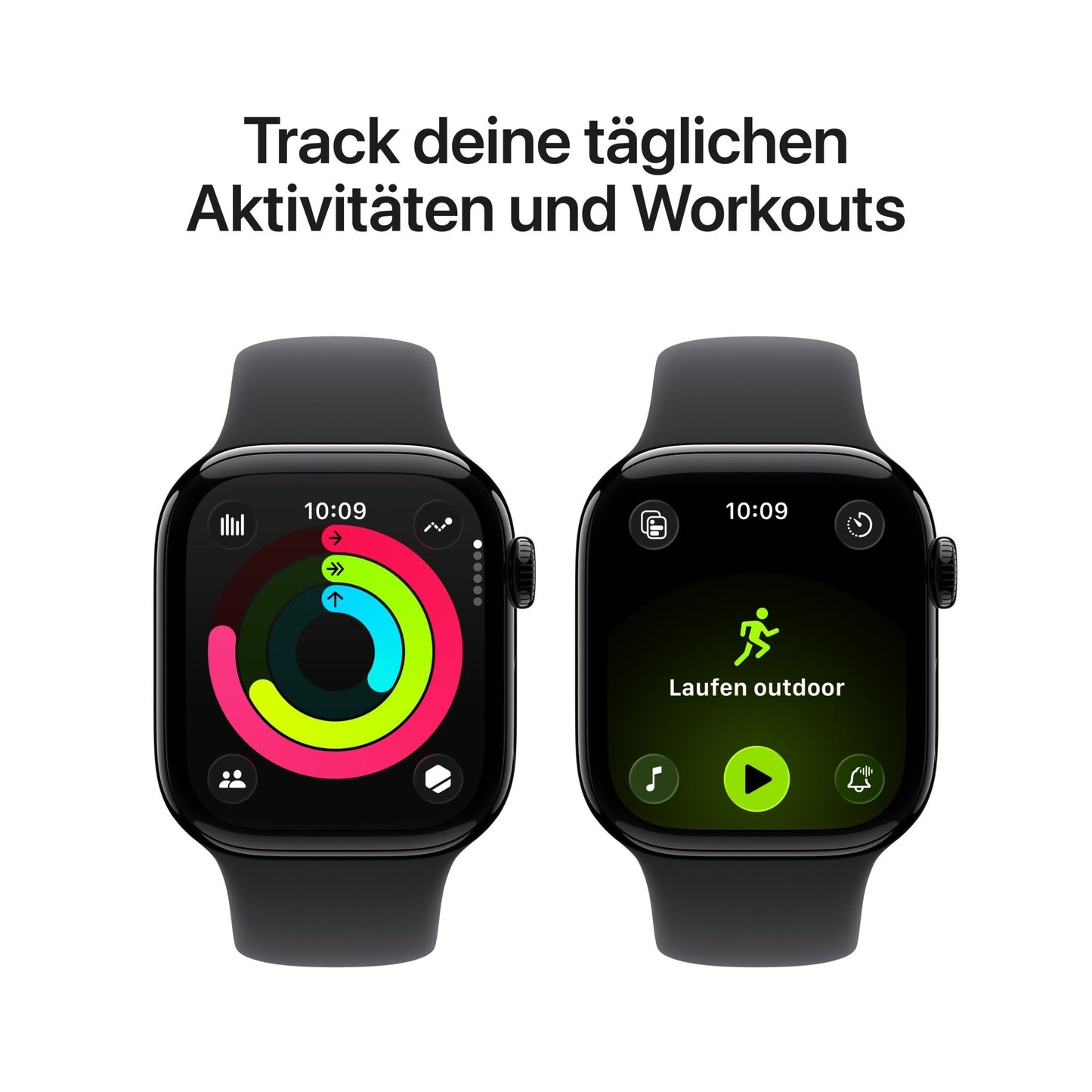 Apple Watch Series 11 GPS 42mm Jet Black Aluminium Case mit Schwarzem Sportarmband - S/M