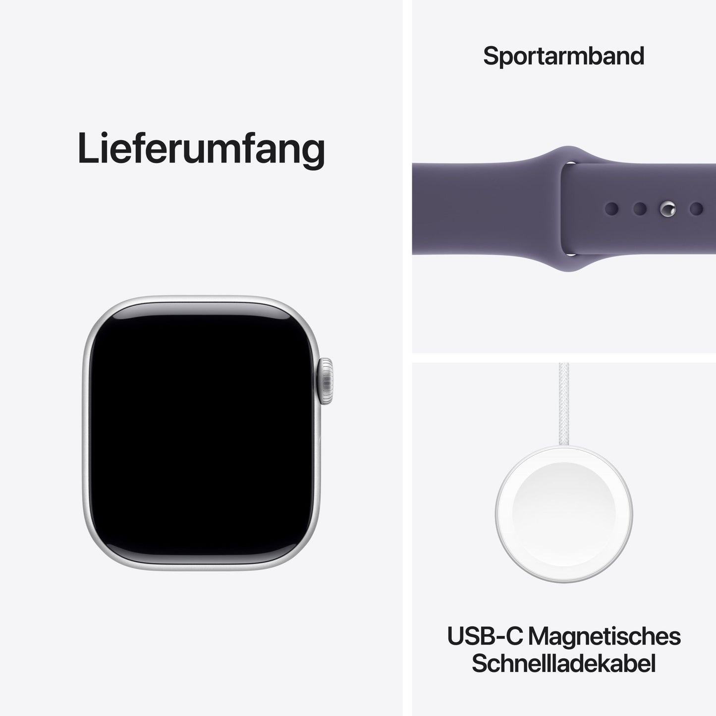 Apple Watch Series 11 GPS 42mm Silber Aluminium Case mit Purpurne Nebel Sportarmband - M/L