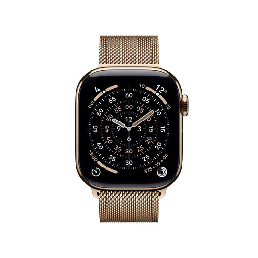 Apple Watch Series 11 GPS + Cellular 42mm Goldenes Titan Case mit Goldenem Milanaise Loop