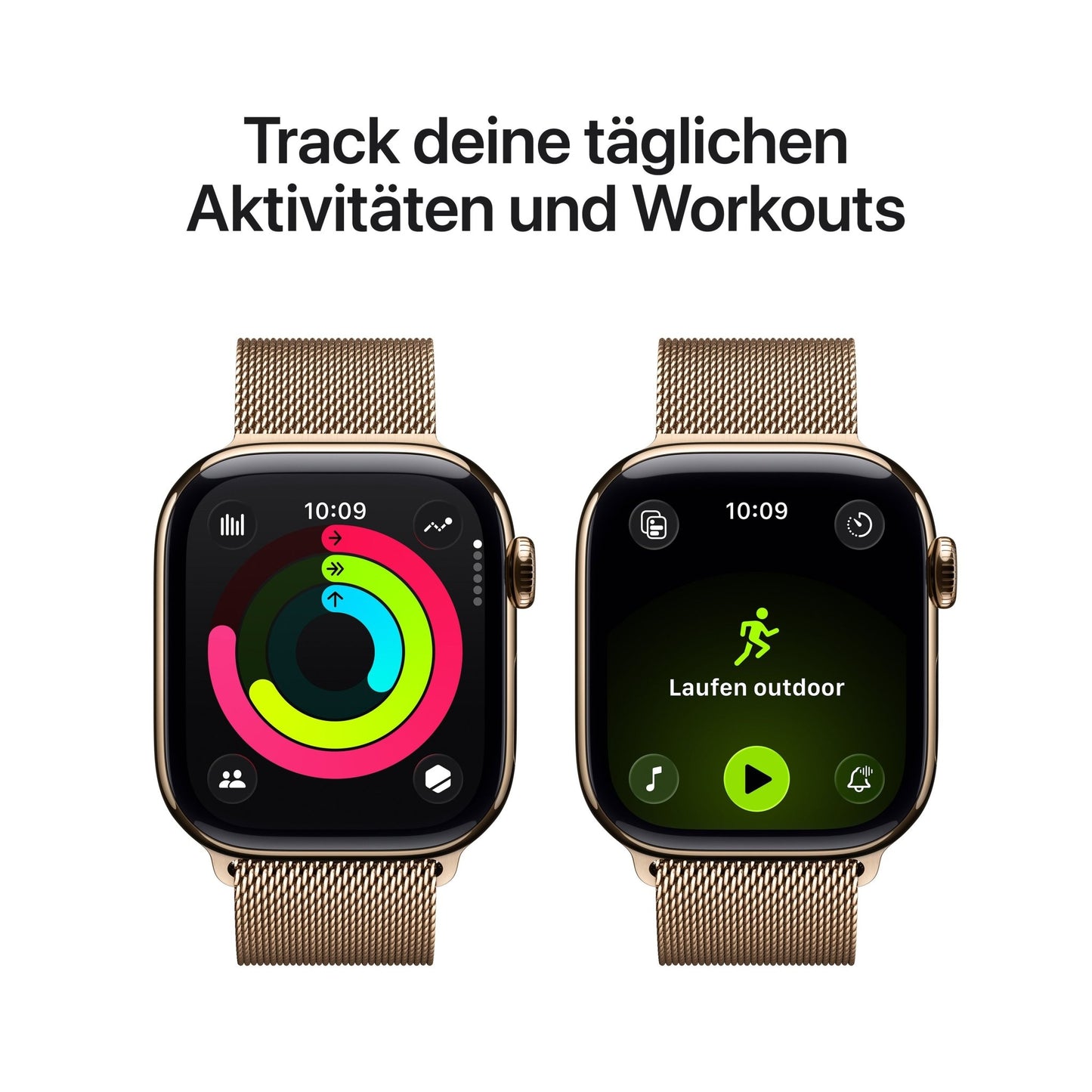 Apple Watch Series 11 GPS + Cellular 42mm Goldenes Titan Case mit Goldenem Milanaise Loop