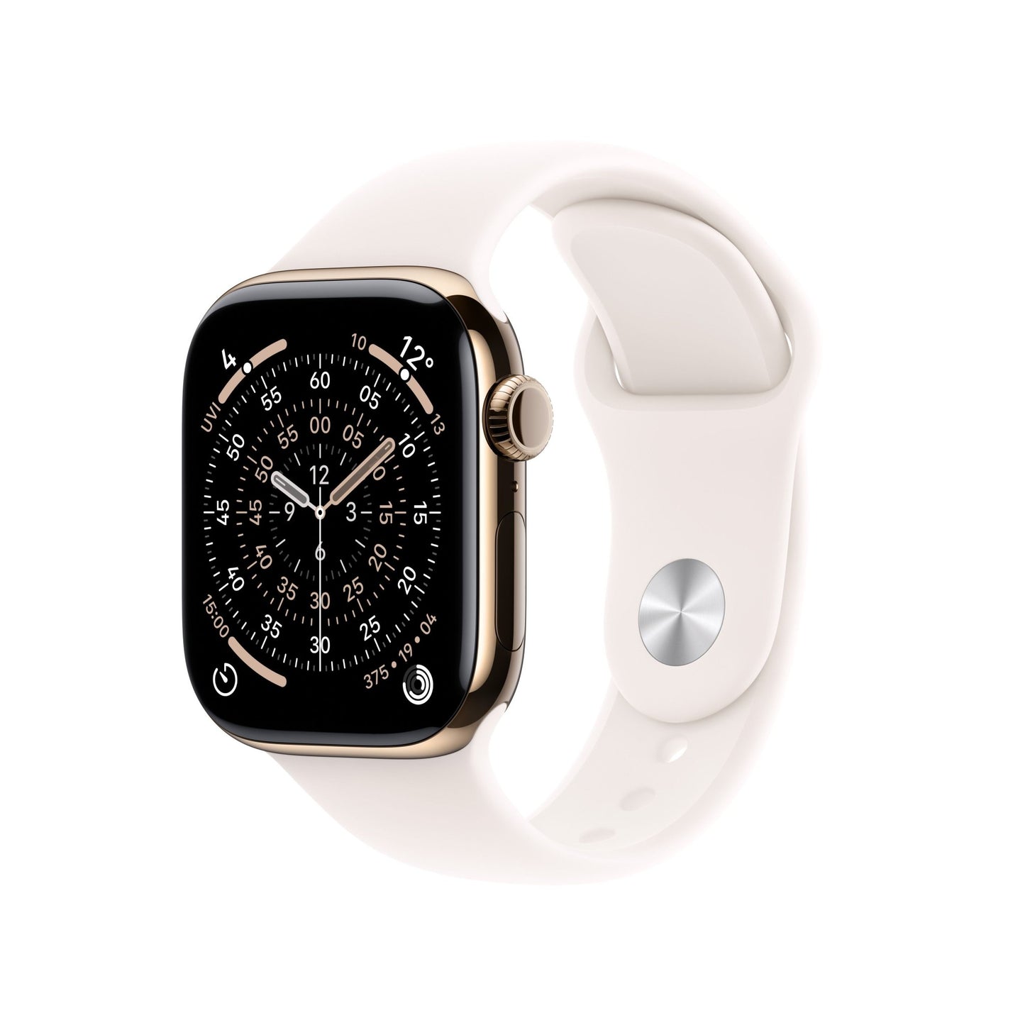 Apple Watch Series 11 GPS + Cellular 42mm Goldenes Titan Case mit Hellrosa Sportarmband - M/L