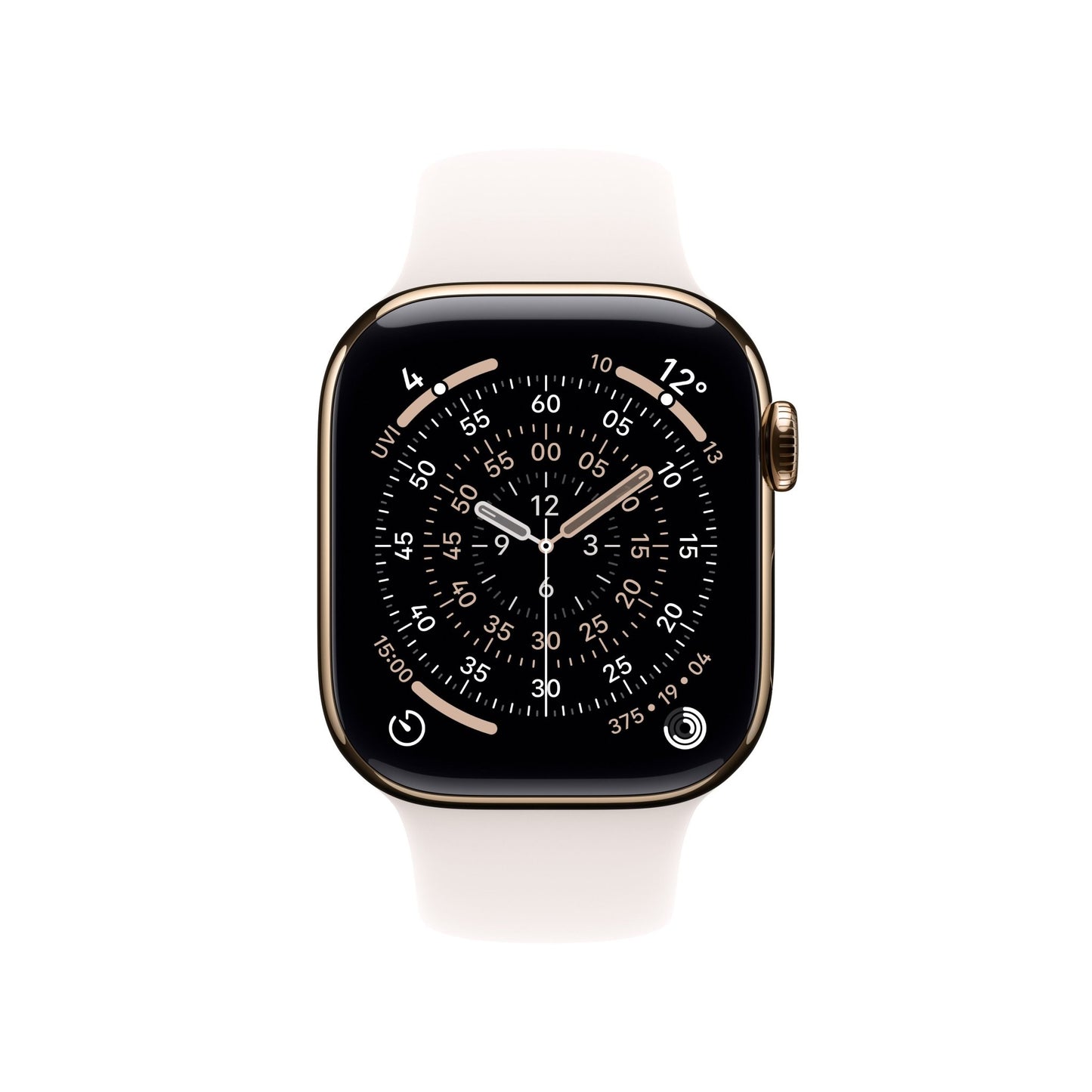 Apple Watch Series 11 GPS + Cellular 42mm Goldenes Titan Case mit Hellrosa Sportarmband - S/M