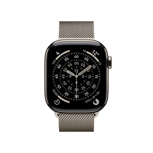 Apple Watch Series 11 GPS + Cellular 42mm Natürliches Titan Case mit Natürlichem Milanaise Loop
