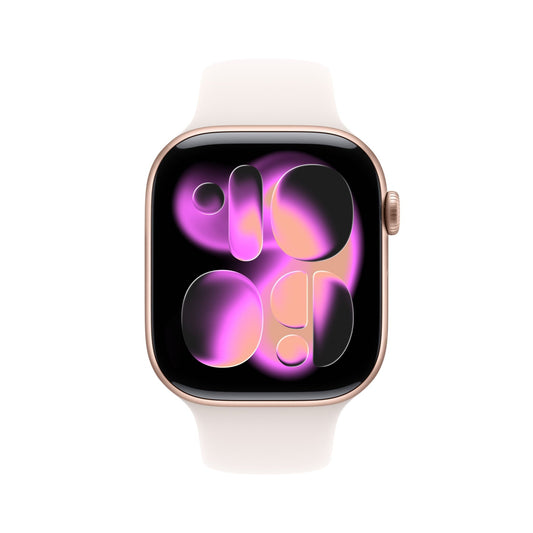 Apple Watch Series 11 GPS 46mm Roségold Aluminium Case mit Hellrosa Sportarmband - M/L