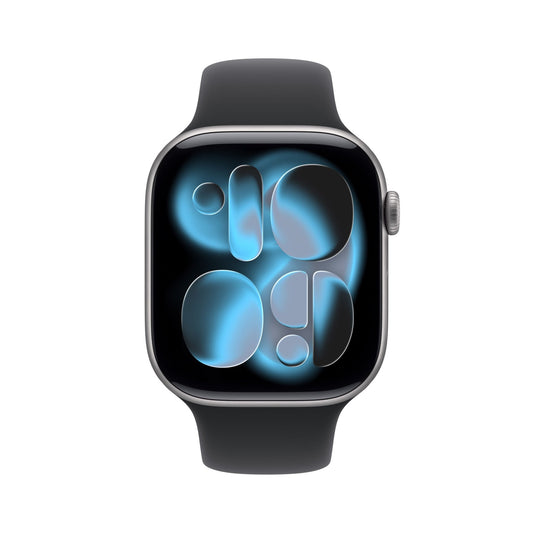 Apple Watch Series 11 GPS 46mm Space Grey Aluminium Case mit Schwarzem Sportarmband - M/L