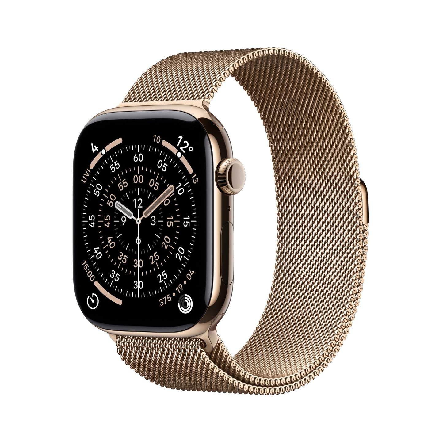 Apple Watch Series 11 GPS + Cellular 46mm Goldenes Titan Case mit Goldenem Milanaise Loop - S/M
