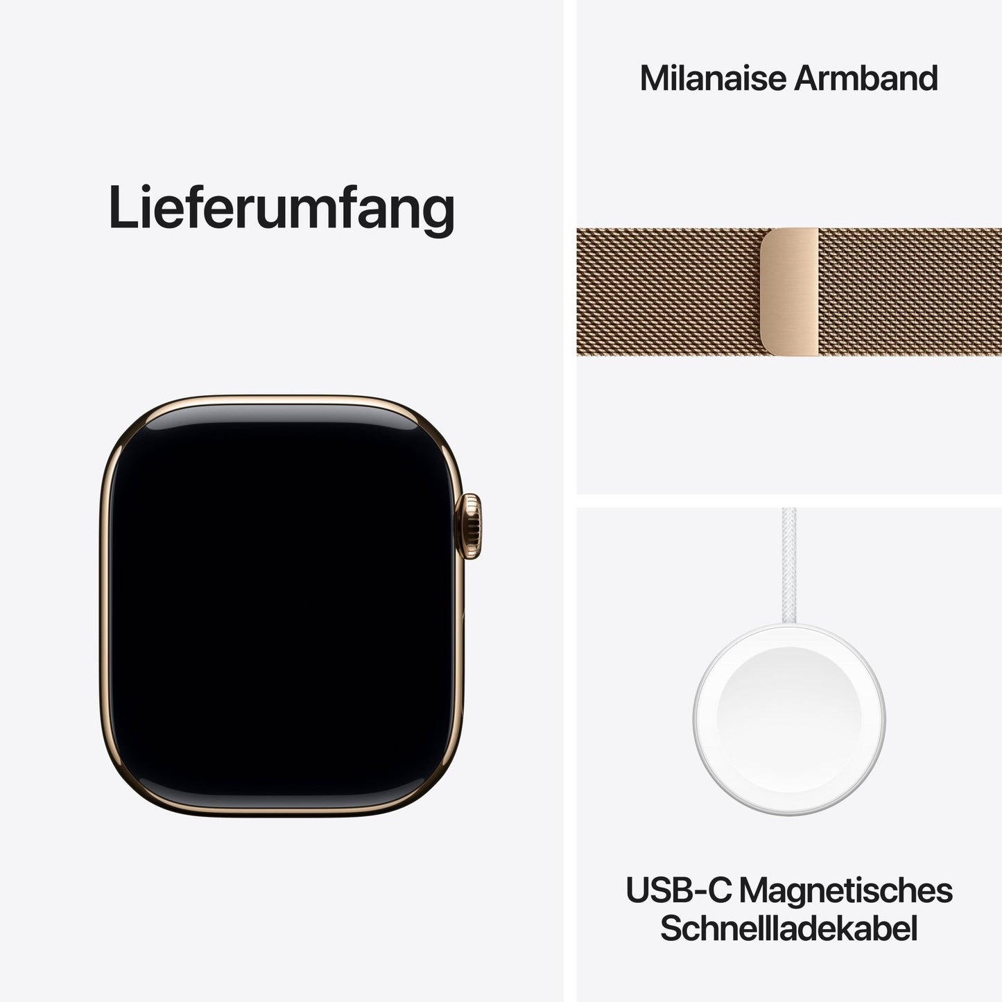 Apple Watch Series 11 GPS + Cellular 46mm Goldenes Titan Case mit Goldenem Milanaise Loop - S/M