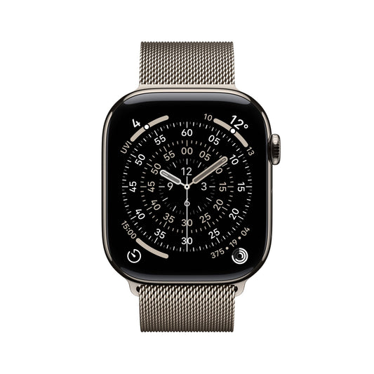 Apple Watch Series 11 GPS + Cellular 46mm Natürliches Titan Case mit Natürlichem Milanaise Loop - M/L