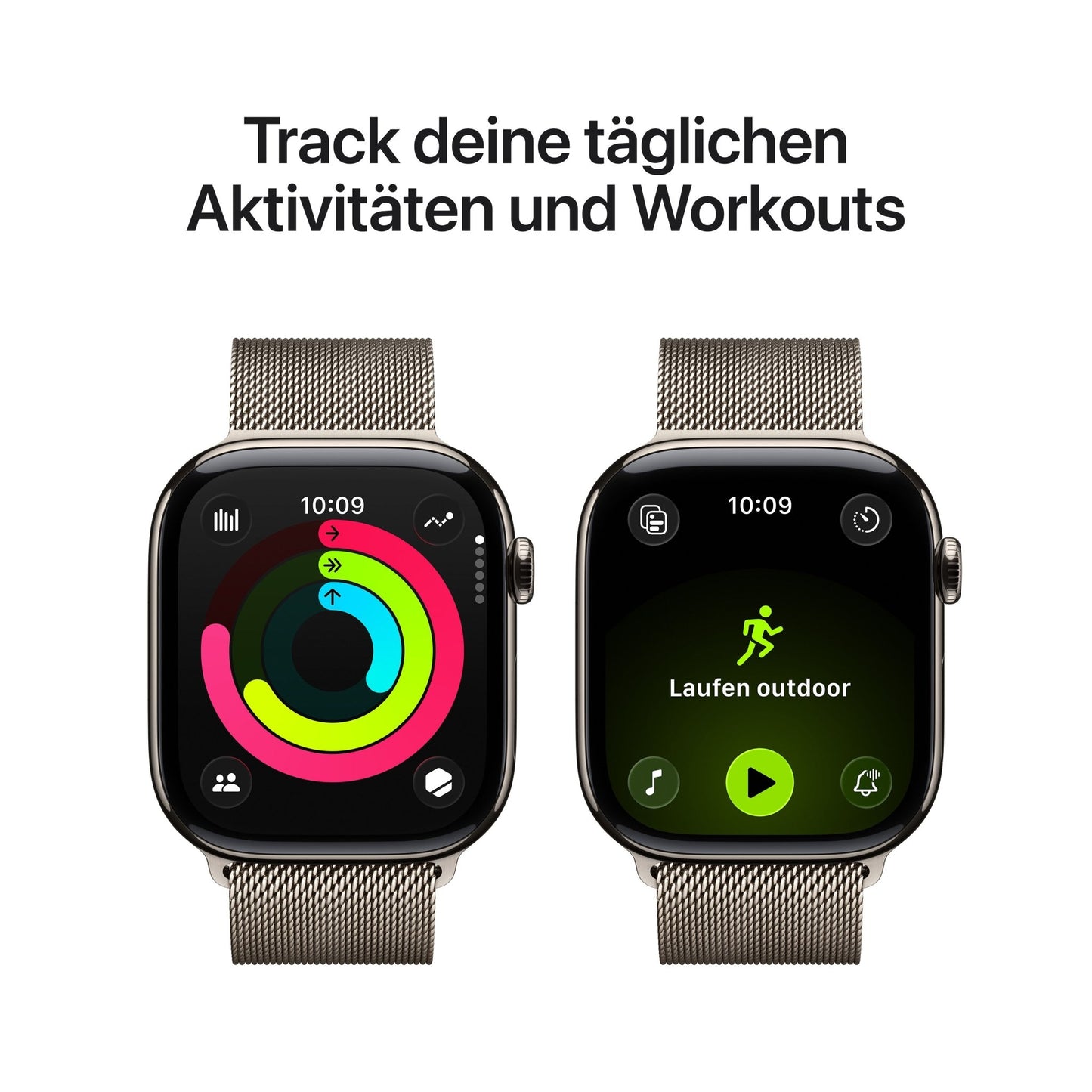 Apple Watch Series 11 GPS + Cellular 46mm Natürliches Titan Case mit Natürlichem Milanaise Loop - M/L