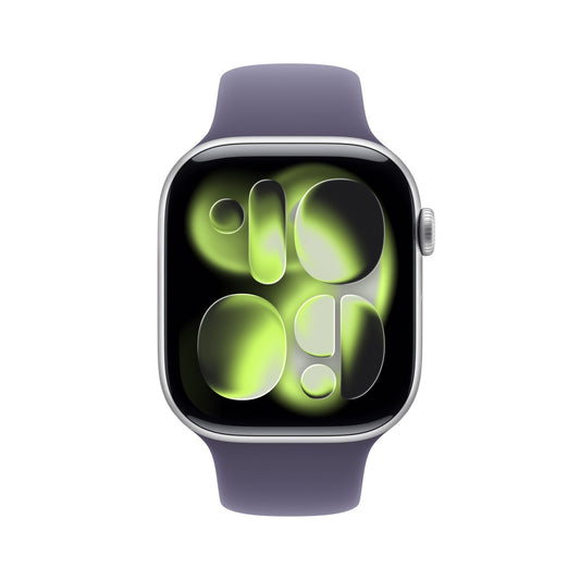 Apple Watch Series 11 GPS + Cellular 46mm Silber Aluminium Case mit Purpurne Nebel Sportarmband - M/L