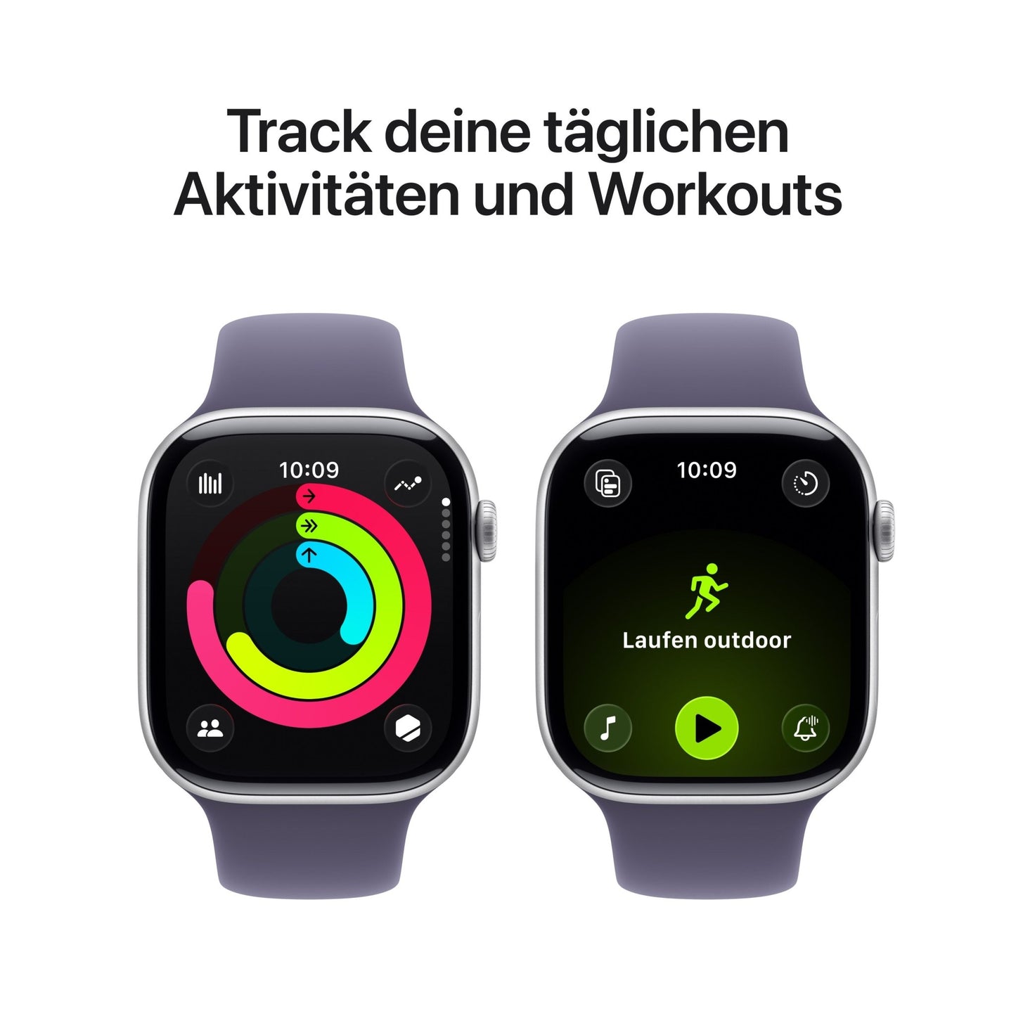 Apple Watch Series 11 GPS + Cellular 46mm Silber Aluminium Case mit Purpurne Nebel Sportarmband - M/L