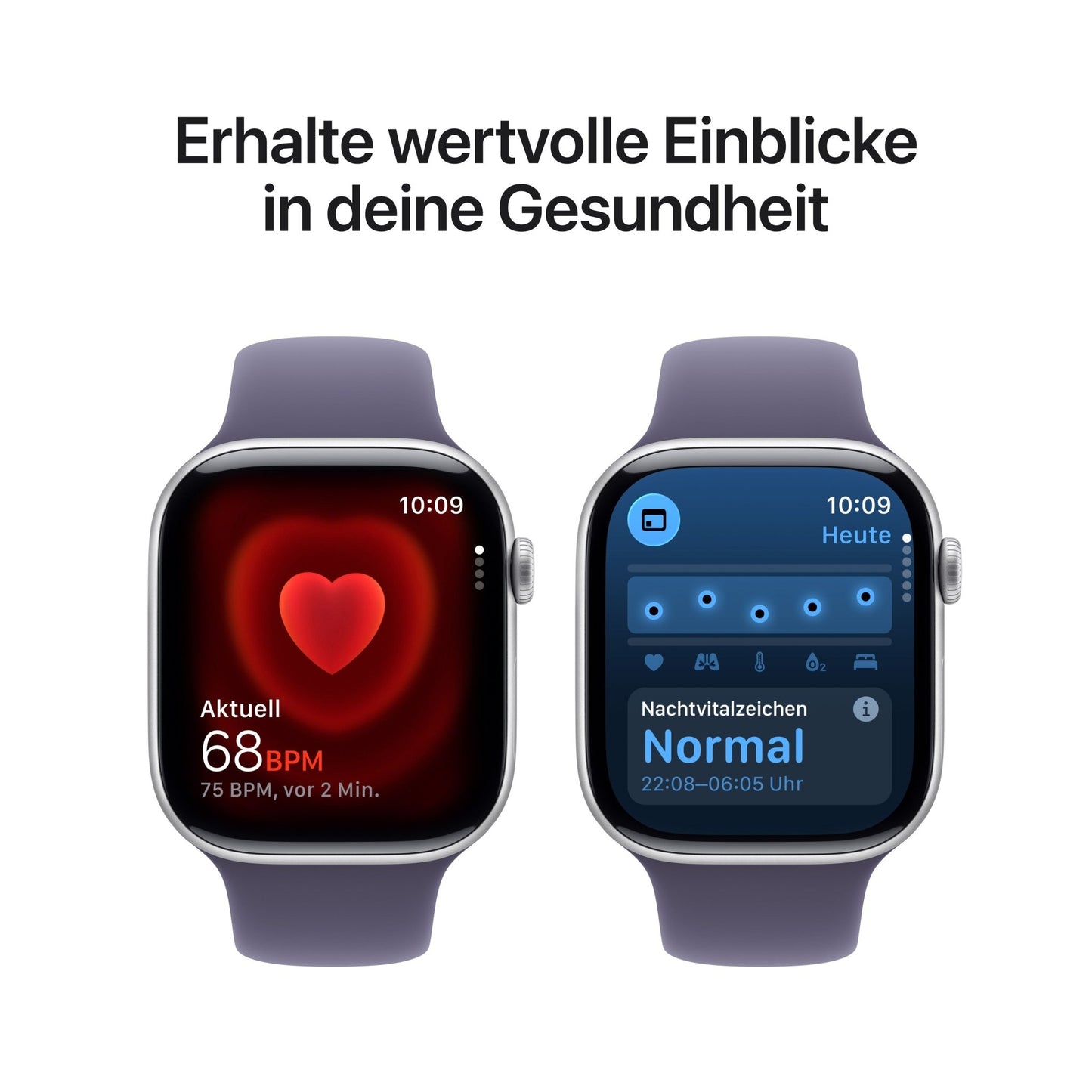 Apple Watch Series 11 GPS + Cellular 46mm Silber Aluminium Case mit Purpurne Nebel Sportarmband - M/L