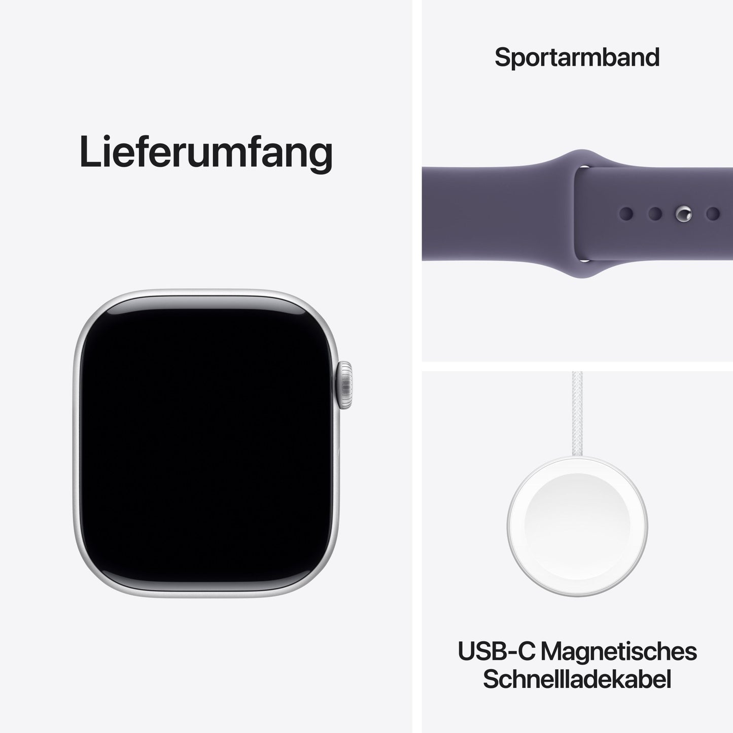 Apple Watch Series 11 GPS + Cellular 46mm Silber Aluminium Case mit Purpurne Nebel Sportarmband - M/L