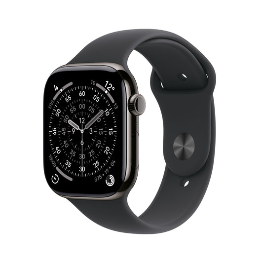 Apple Watch Series 11 GPS + Cellular 46mm Schiefer Titan Case mit Schwarzem Sportarmband - M/L