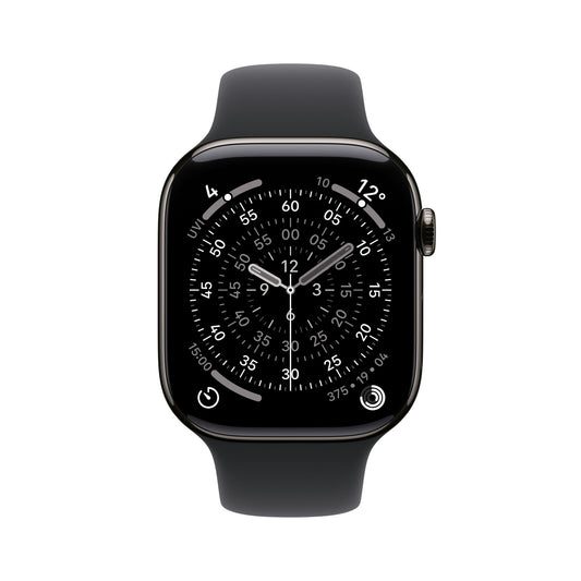Apple Watch Series 11 GPS + Cellular 46mm Schiefer Titan Case mit Schwarzem Sportarmband - M/L