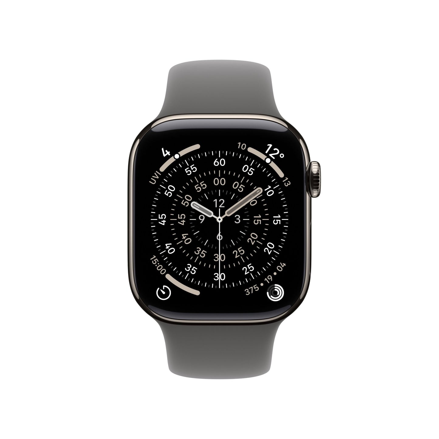 Apple Watch Series 11 GPS + Cellular 42mm Natürliches Titan Case mit Steingrau Sportarmband - M/L