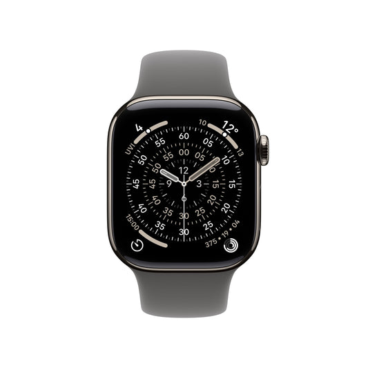 Apple Watch Series 11 GPS + Cellular 42mm Natürliches Titan Case mit Steingrau Sportarmband - S/M