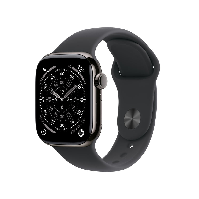 Apple Watch Series 11 GPS + Cellular 42mm Schiefer Titan Case mit Schwarzem Sportarmband - S/M