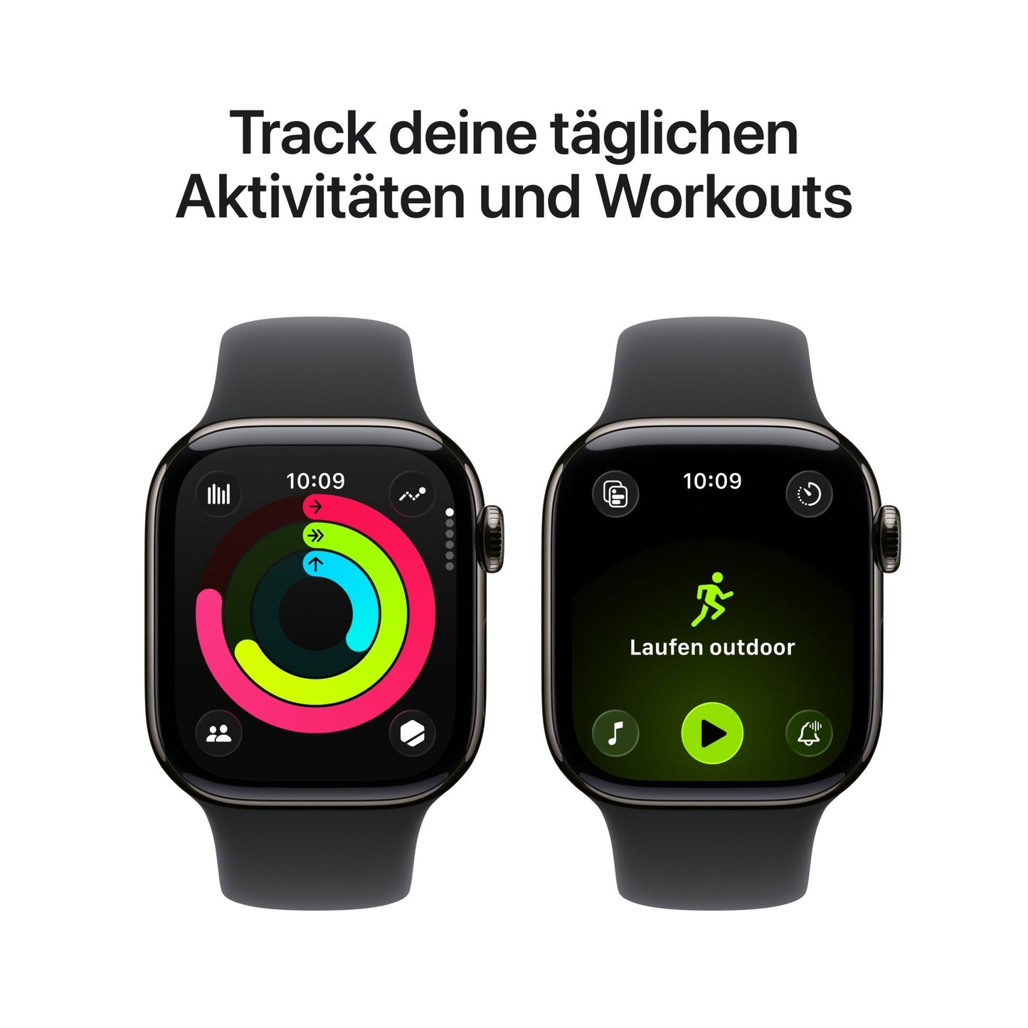 Apple Watch Series 11 GPS + Cellular 42mm Schiefer Titan Case mit Schwarzem Sportarmband - S/M