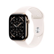 Apple Watch Series 11 GPS + Cellular 46mm Goldenes Titan Case mit Hellrosa Sportarmband - S/M