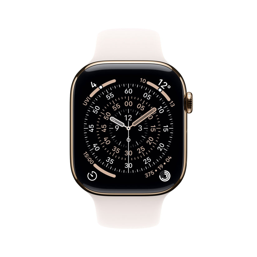 Apple Watch Series 11 GPS + Cellular 46mm Goldenes Titan Case mit Hellrosa Sportarmband - M/L