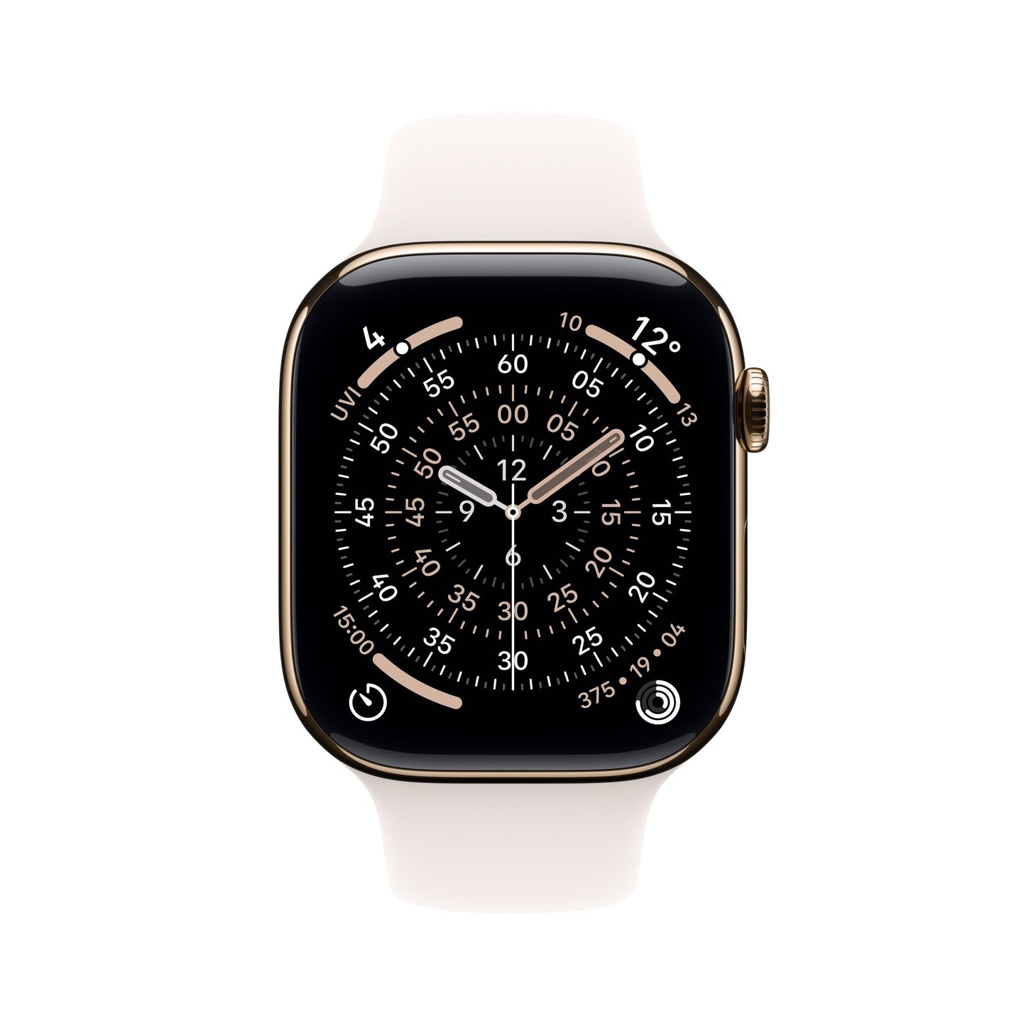 Apple Watch Series 11 GPS + Cellular 46mm Goldenes Titan Case mit Hellrosa Sportarmband - S/M