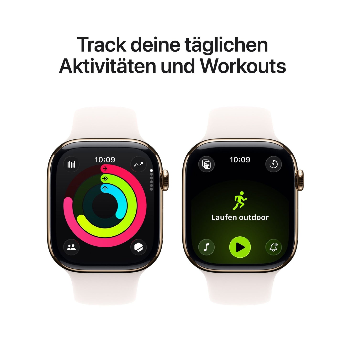Apple Watch Series 11 GPS + Cellular 46mm Goldenes Titan Case mit Hellrosa Sportarmband - S/M