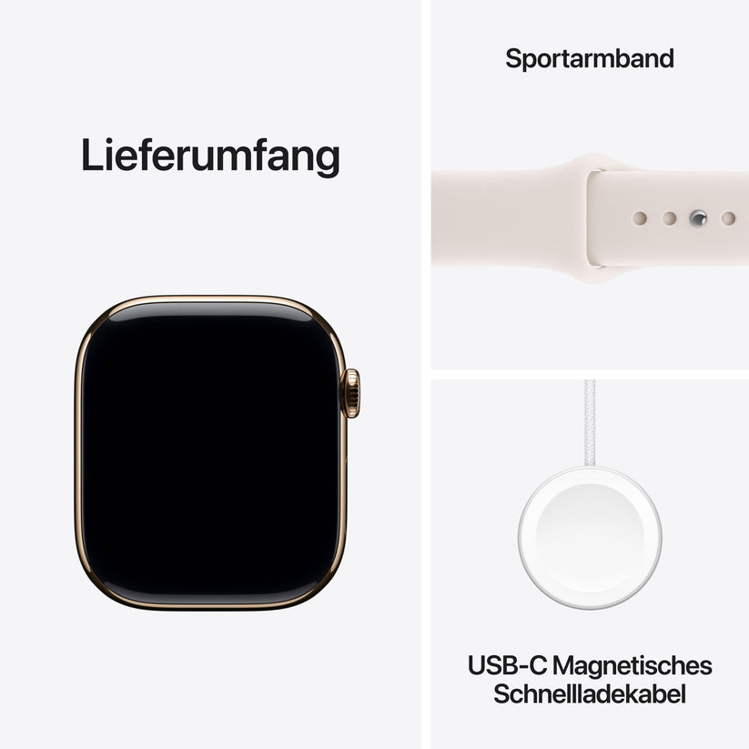 Apple Watch Series 11 GPS + Cellular 46mm Goldenes Titan Case mit Hellrosa Sportarmband - M/L