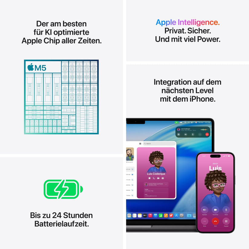 MacBook Pro 14 Zoll mit M5 chip, 10-core CPU und 10-core GPU, 32GB, 1TB SSD, Space Schwarz