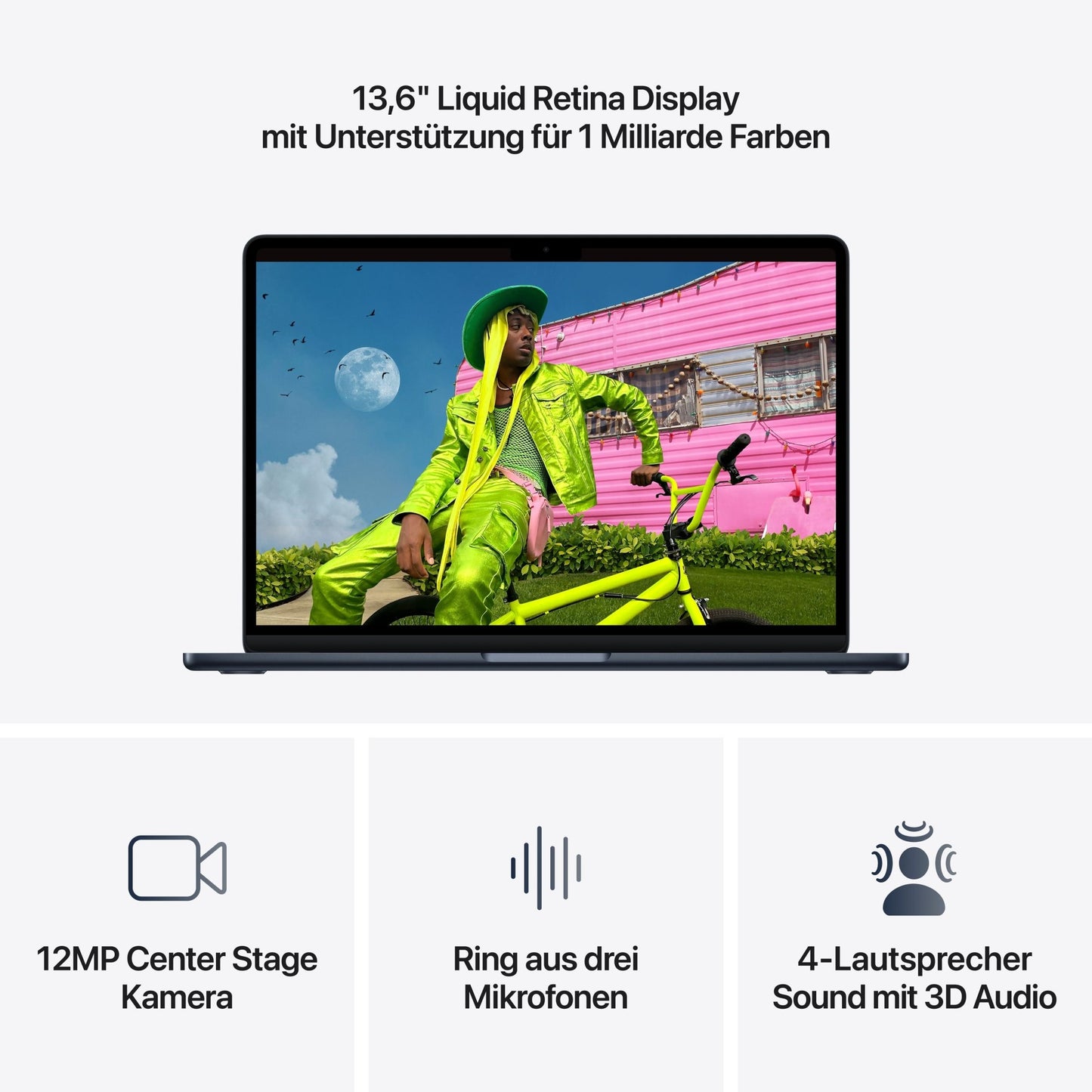 MacBook Air 13 Zoll mit M5 chip, 10-core CPU und 8-core GPU, 16GB, 512GB SSD, Mitternacht
