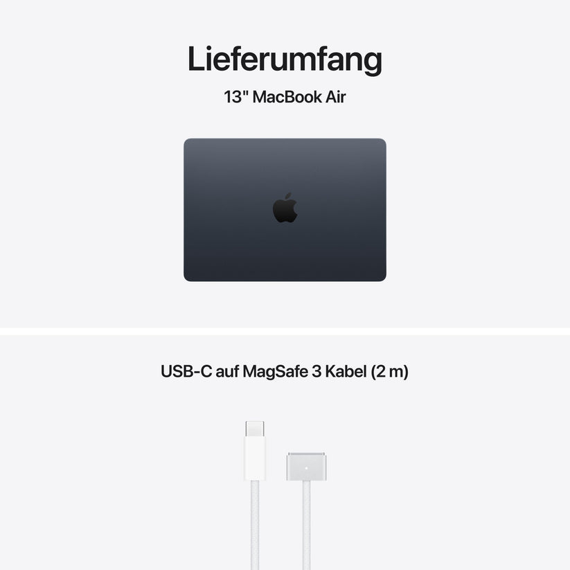 MacBook Air 13 Zoll mit M5 chip, 10-core CPU und 8-core GPU, 16GB, 512GB SSD, Mitternacht