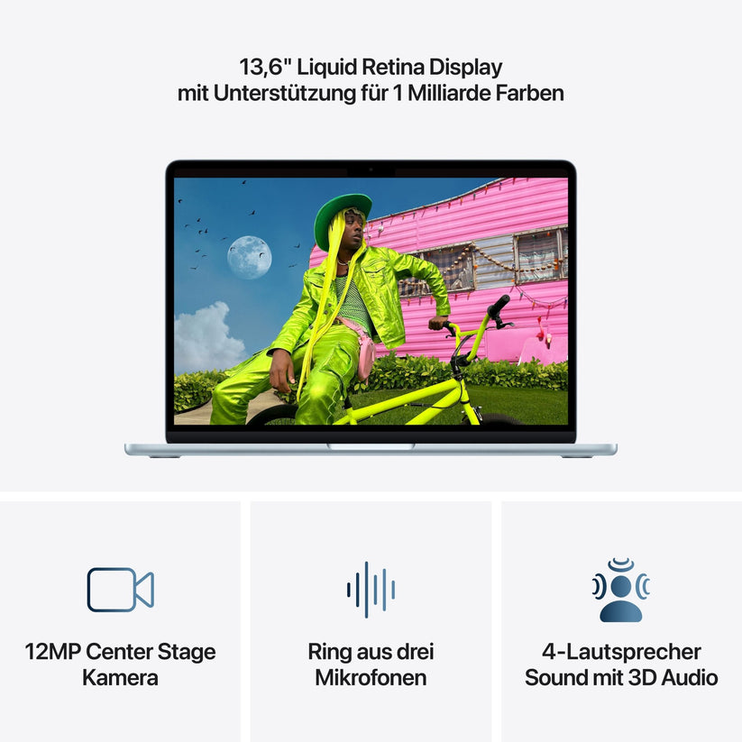 13" MacBook Air: Apple M5 Chip mit 10‑Core CPU und 8‑Core GPU, 512 GB SSD - Himmelblau