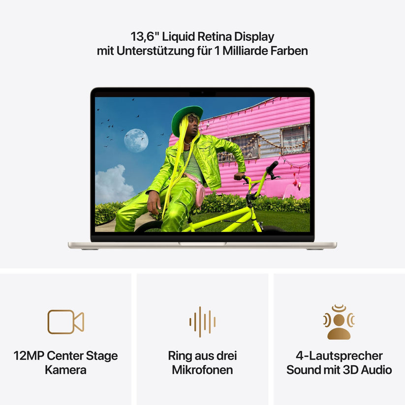 MacBook Air 13 Zoll mit M5 chip, 10-core CPU und 8-core GPU, 16GB, 512GB SSD, Polarstern