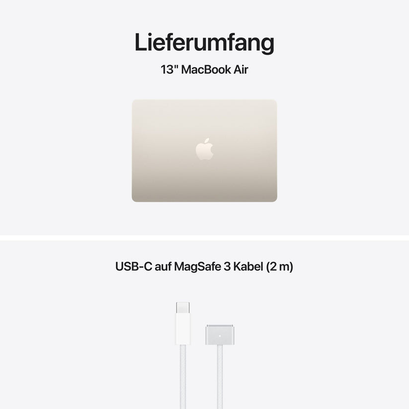 MacBook Air 13 Zoll mit M5 chip, 10-core CPU und 8-core GPU, 16GB, 512GB SSD, Polarstern