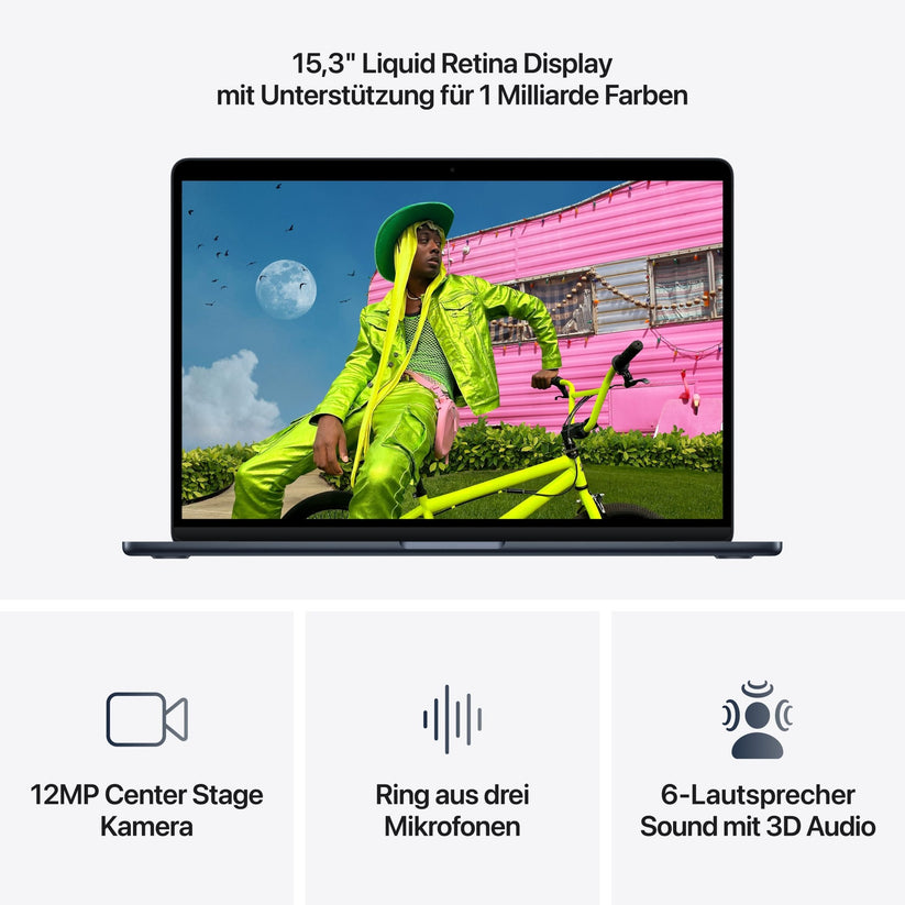 MacBook Air 15 Zoll mit M5 chip, 10-core CPU und 10-core GPU, 16GB, 512GB SSD, Mitternacht