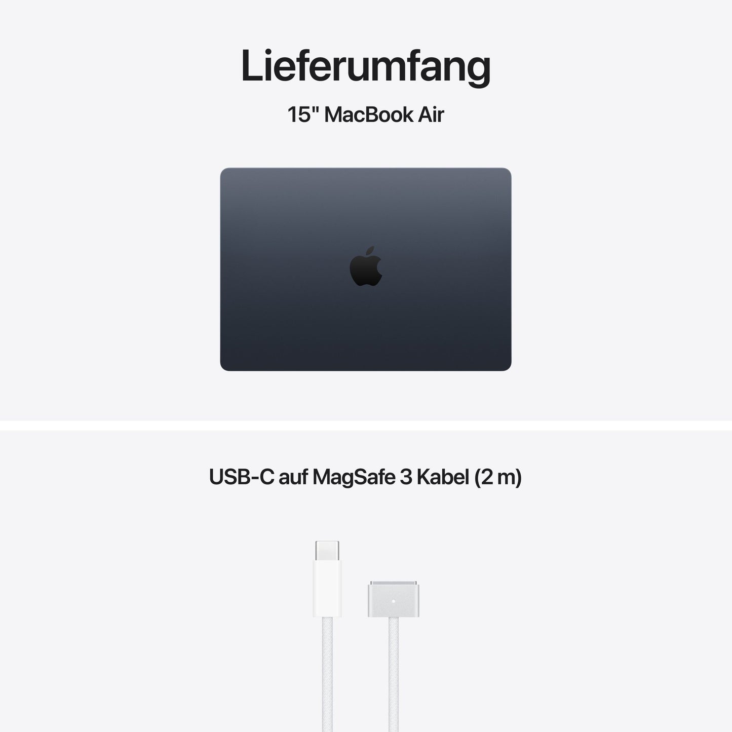 MacBook Air 15 Zoll mit M5 chip, 10-core CPU und 10-core GPU, 16GB, 512GB SSD, Mitternacht