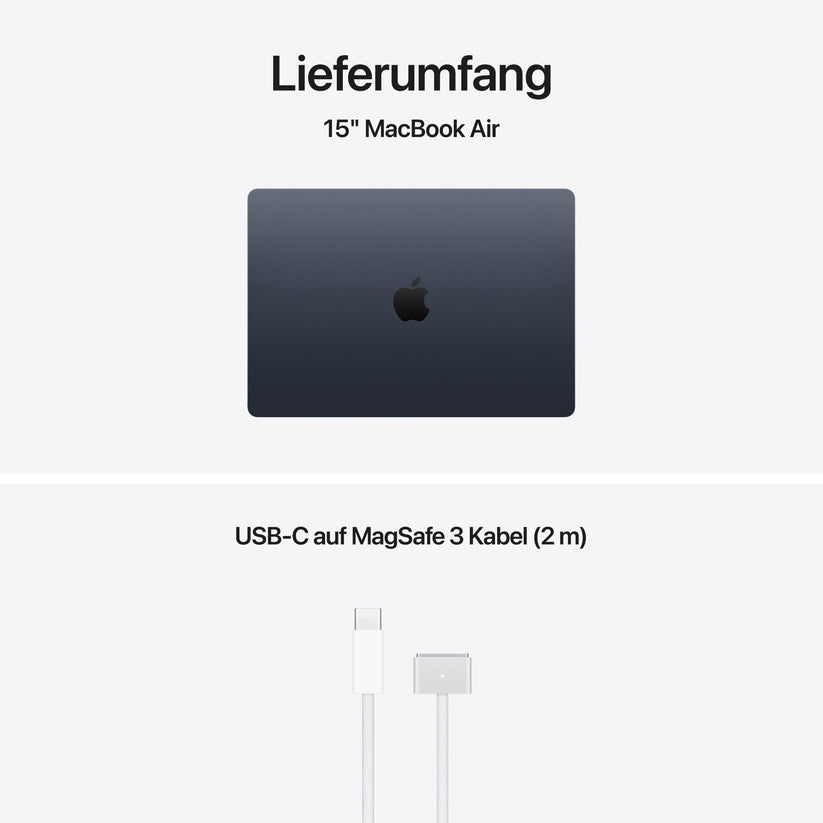 MacBook Air 15 Zoll mit M5 chip, 10-core CPU und 10-core GPU, 16GB, 512GB SSD, Mitternacht