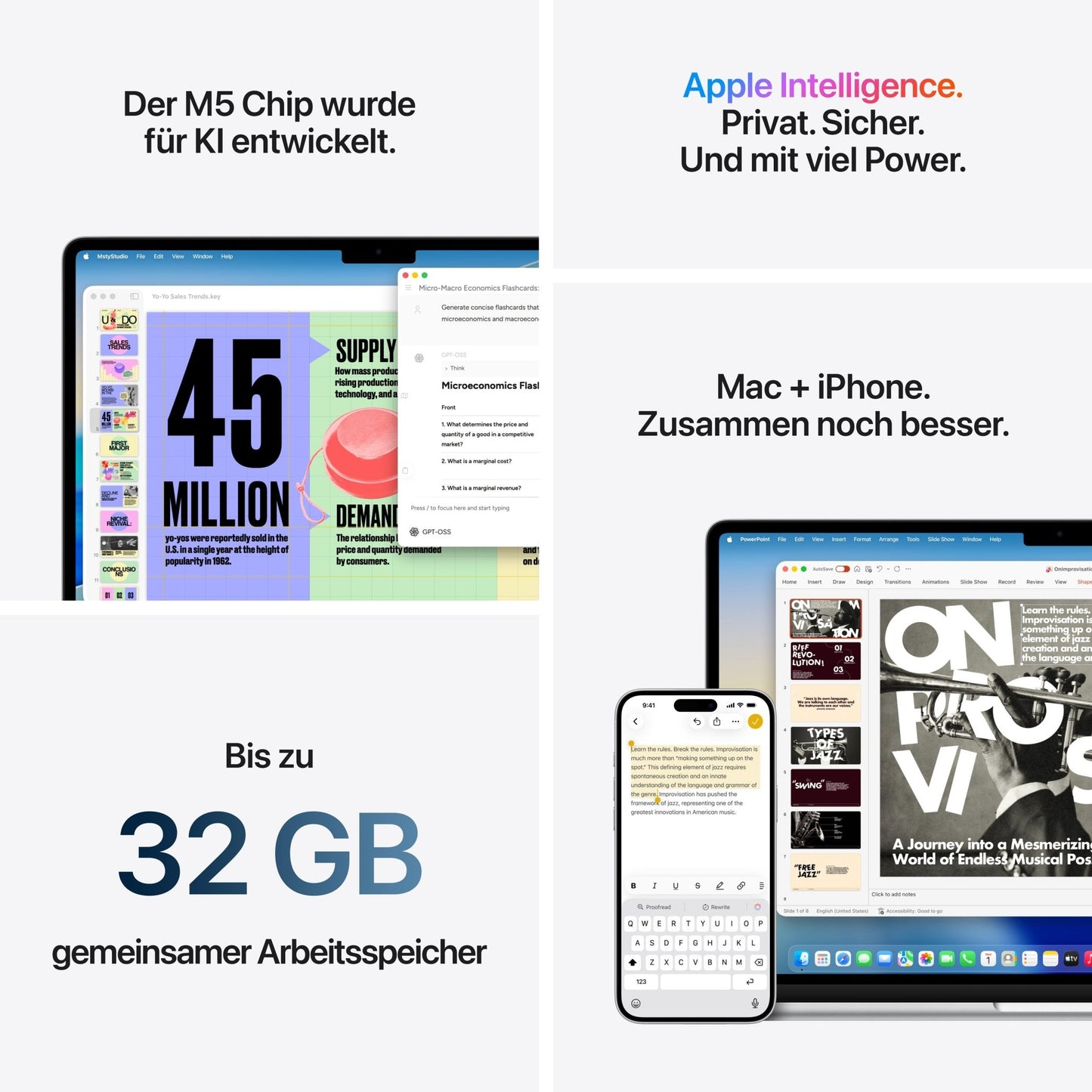 MacBook Air 15 Zoll mit M5 chip, 10-core CPU und 10-core GPU, 24GB, 1TB SSD, Silber