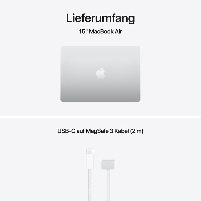 MacBook Air 15 Zoll mit M5 chip, 10-core CPU und 10-core GPU, 16GB, 512GB SSD, Silber