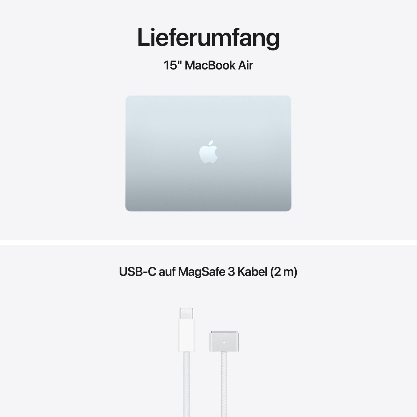 MacBook Air 15 Zoll mit M5 chip, 10-core CPU und 10-core GPU, 24GB, 1TB SSD, Himmelblau